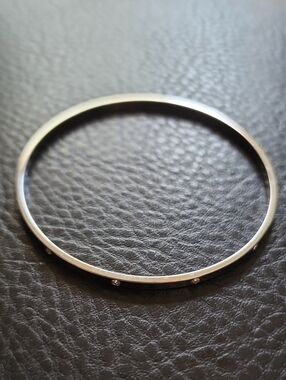 Classic Swarovski Thin Silver Bangle Bracelet with Crystal Accents
